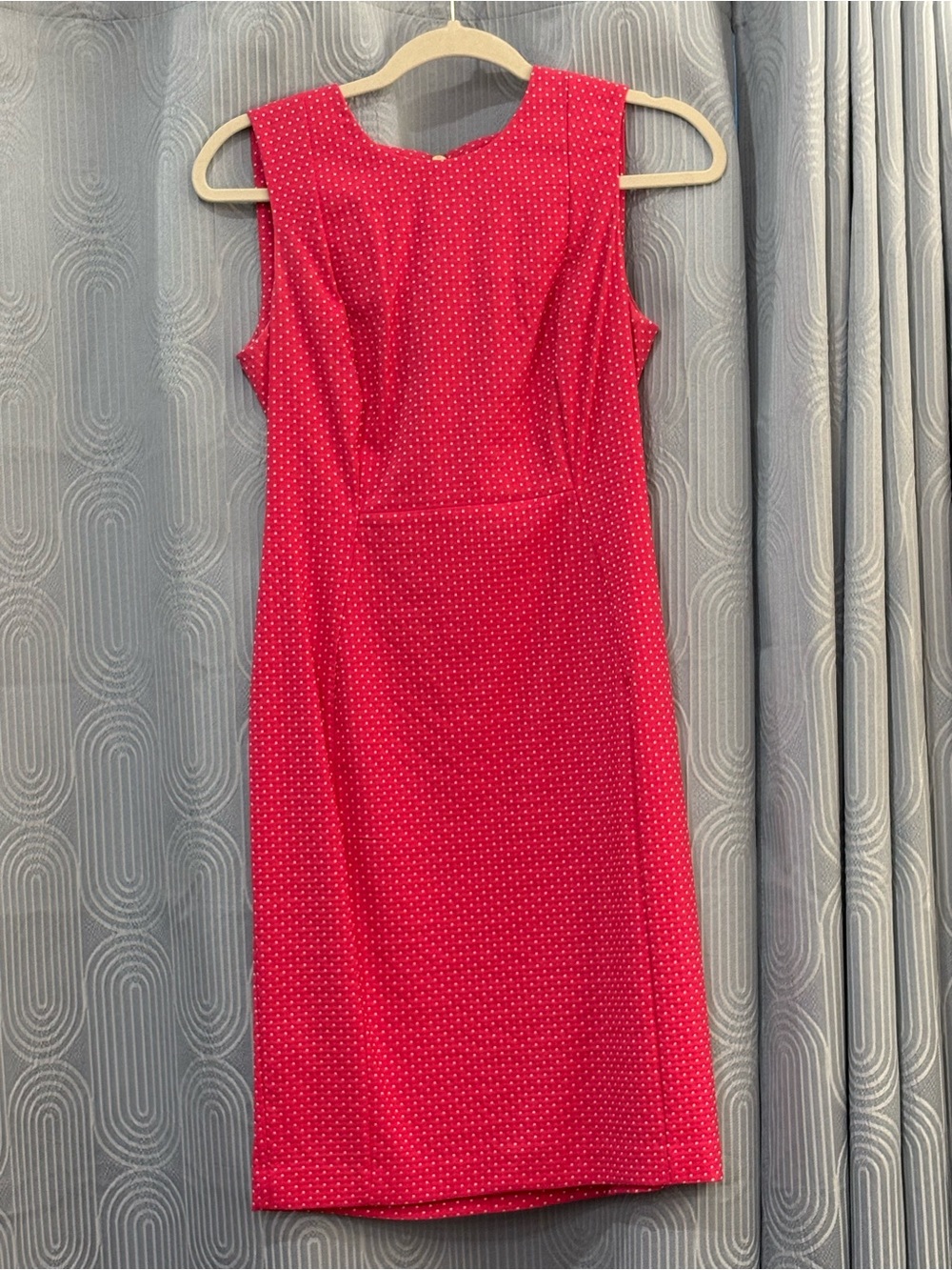 Calvin Klein Sleeveless Red Polka Dot Midi Sheath Dress